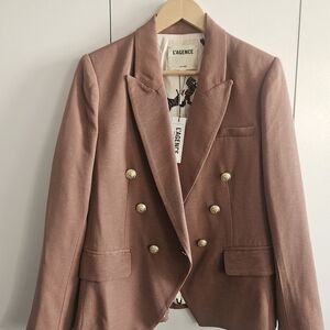 NWT L'AGENCE Women's Kenzie Double Breasted Blazer In Fawn